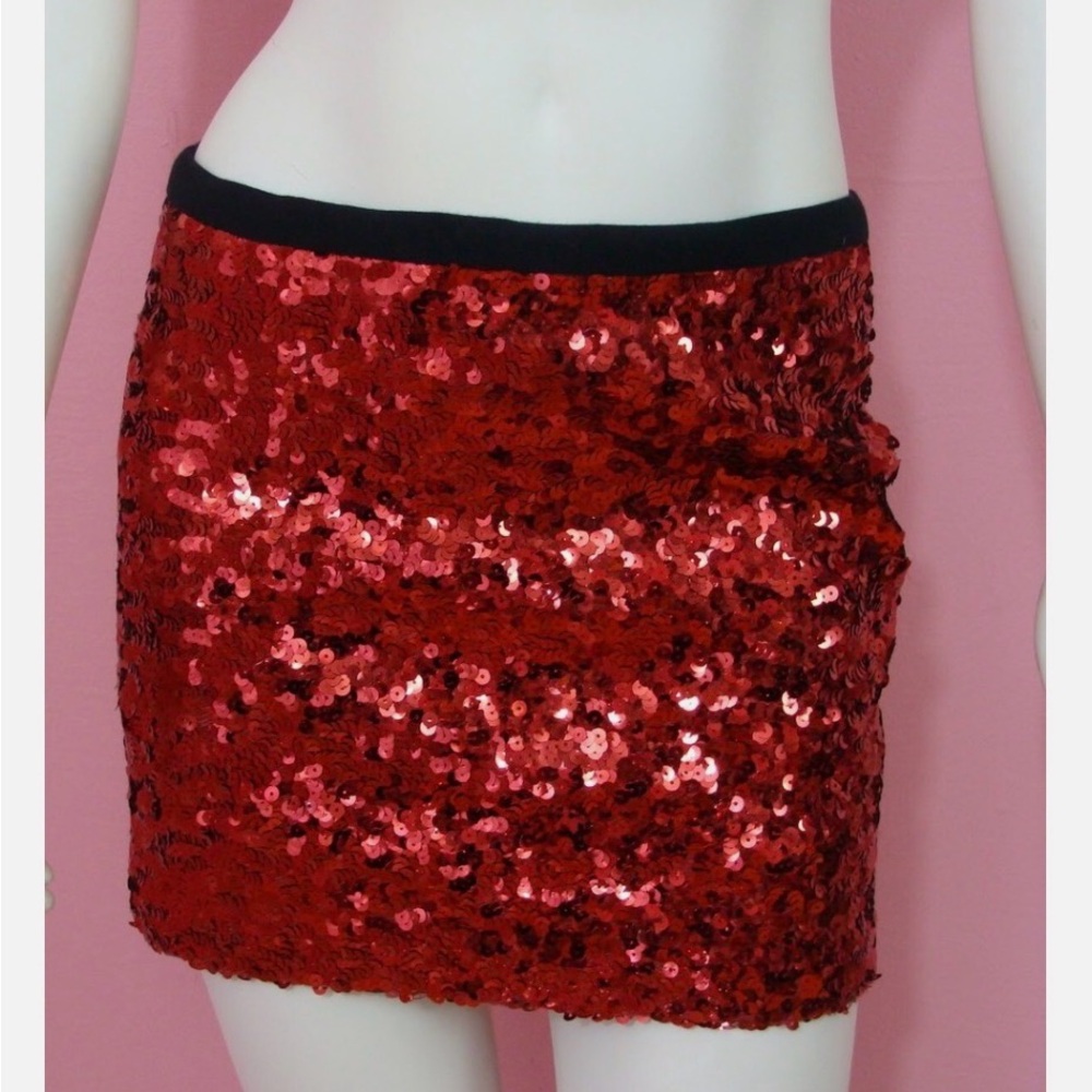 Betsey Johnson Sparkling Red Sequin Mini Skirt